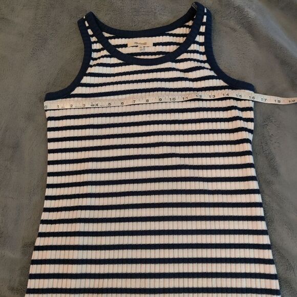 MADEWELL body con cotton blend stripe midi dress euc size m - Picture 6 of 7